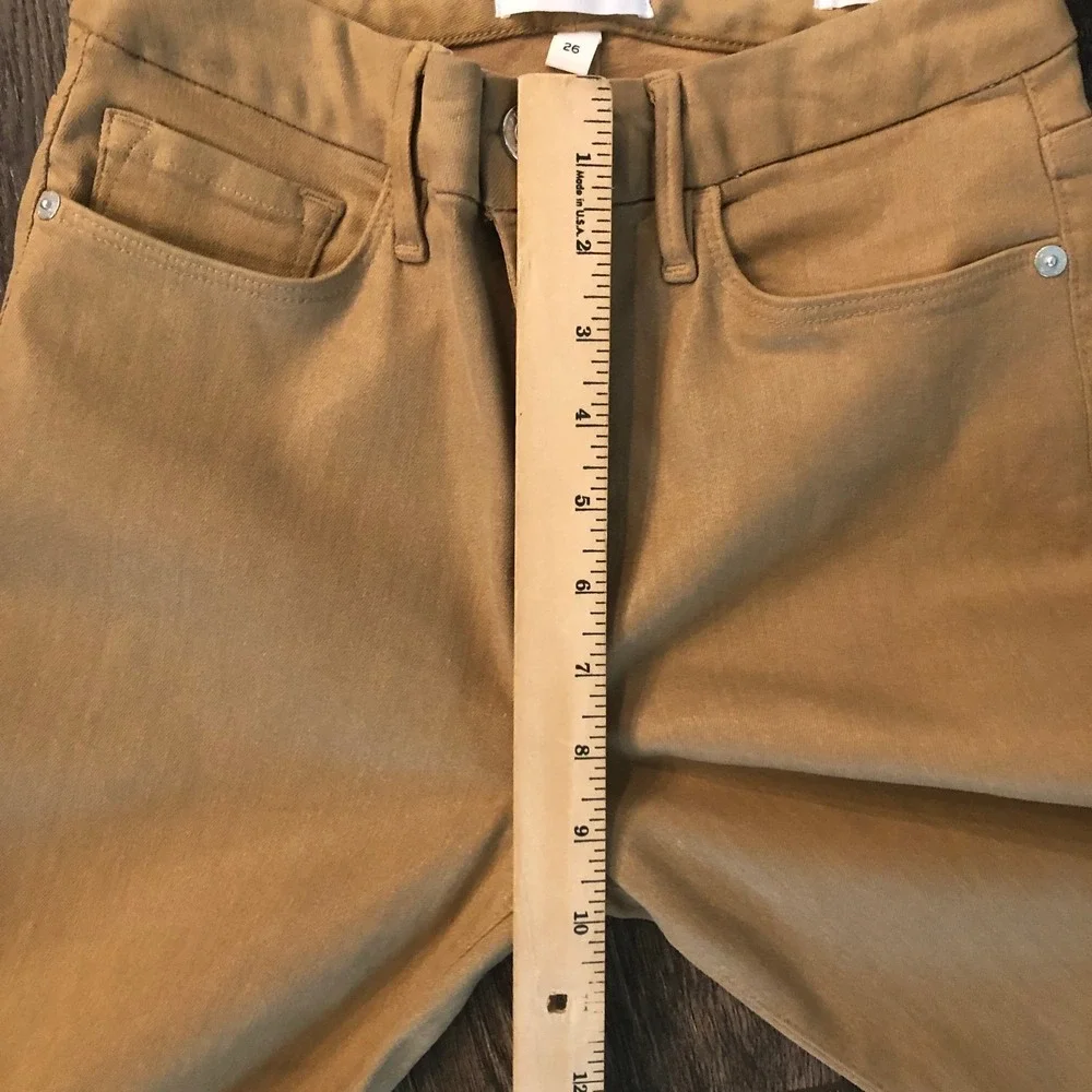 FRAME Le Crop Mini Boot Jeans Light Camel Coated Brown Size 26 Stretch